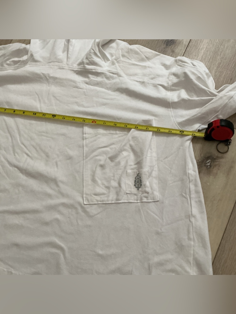 Free People White V-Neck Hooded Pullover with Pocket Detail - Picture 5 of 7